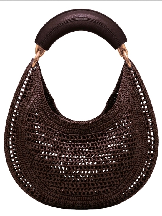 Urban Expressions Handbags - Urban Expressions Brown Woven Crescent Hobo with Padded Handle